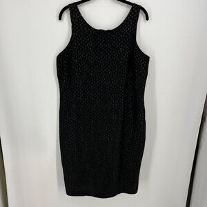 Victor Alfaro Metallic Sheath Dress Size 12 Silk Linen Black Lined LBD Event